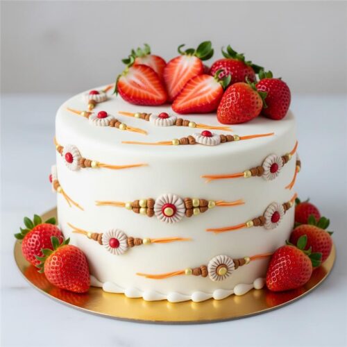 Rakhi fondant cake creative strawberry cake