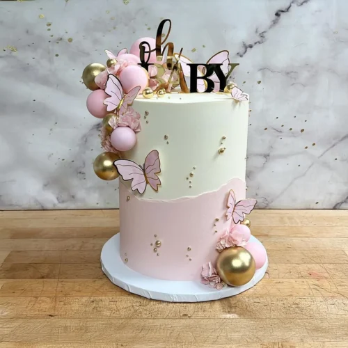 Golden Blush Baby Shower Cake
