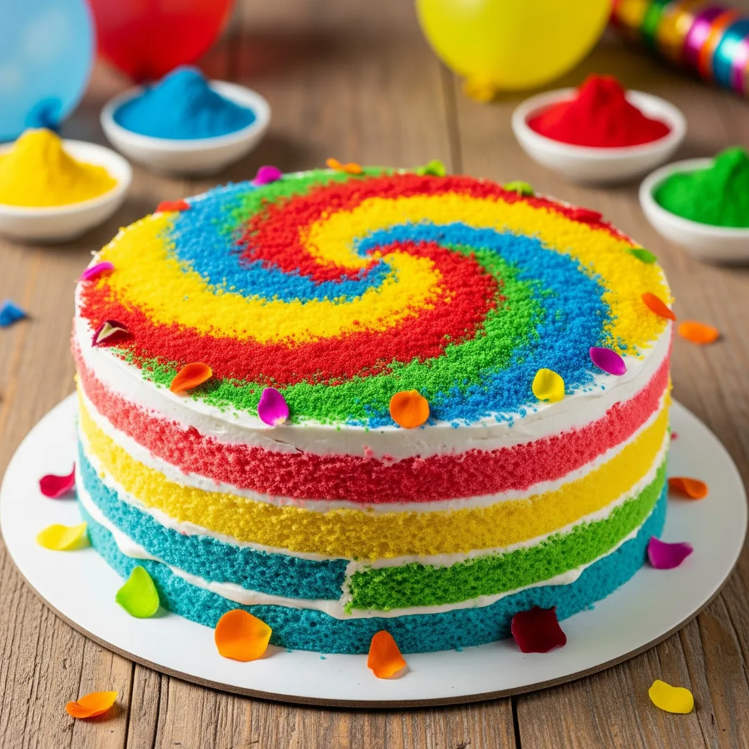 Color Whirl Celebration Cake