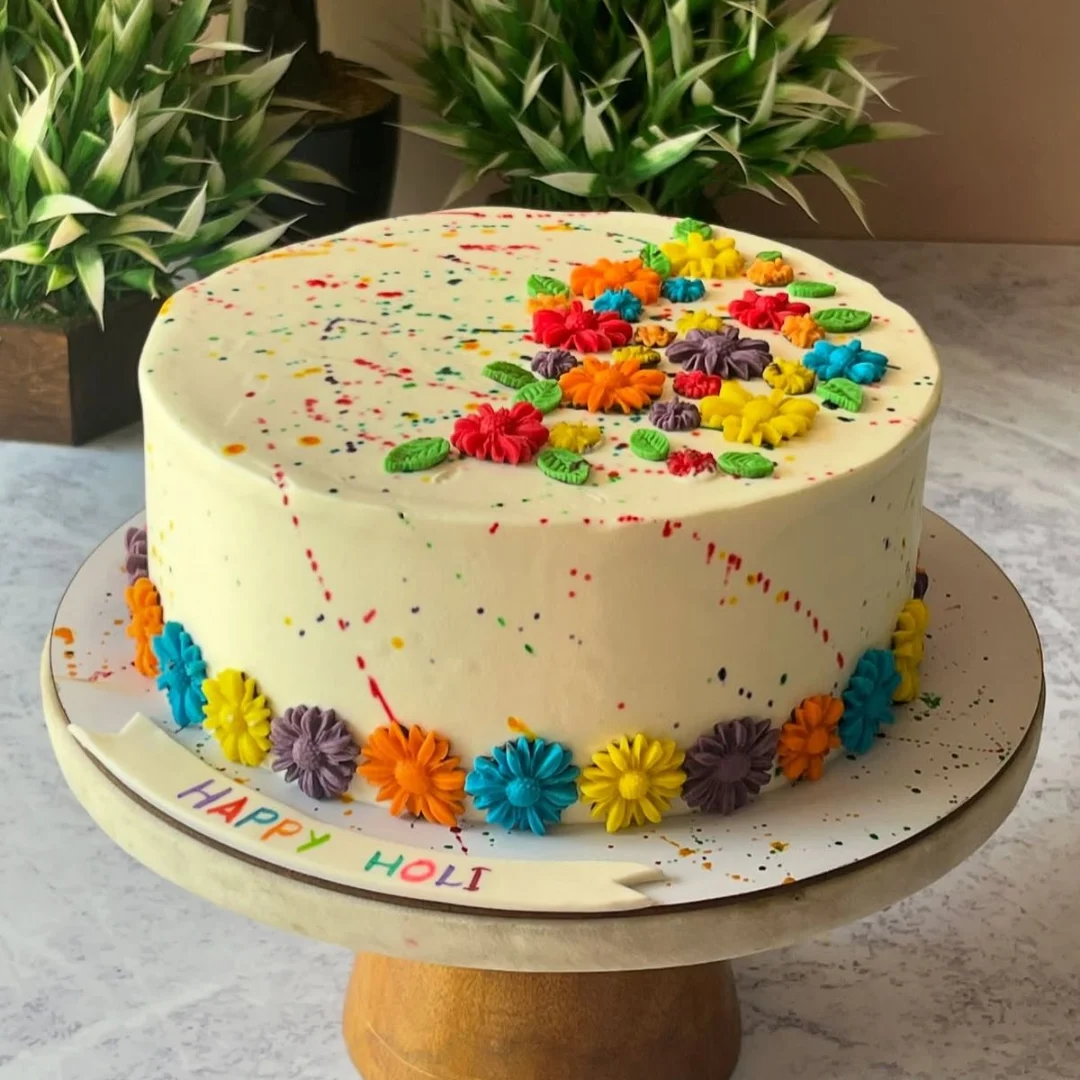Floral Splash Holi Cake